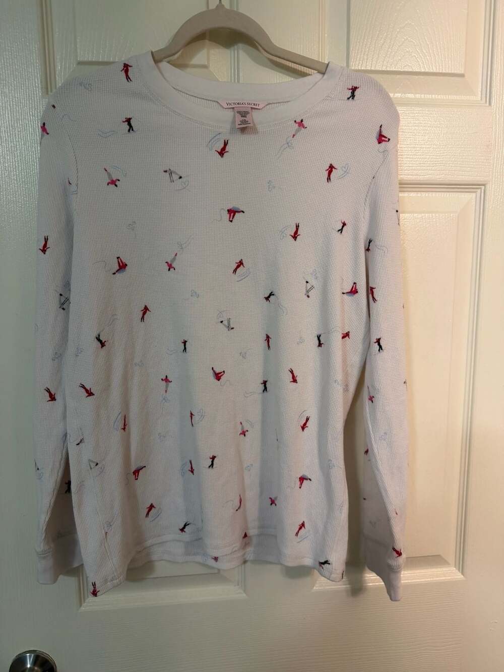 Victoria's Secret Thermal Pajama Set Skier Print Long Sleeve Top and Pants